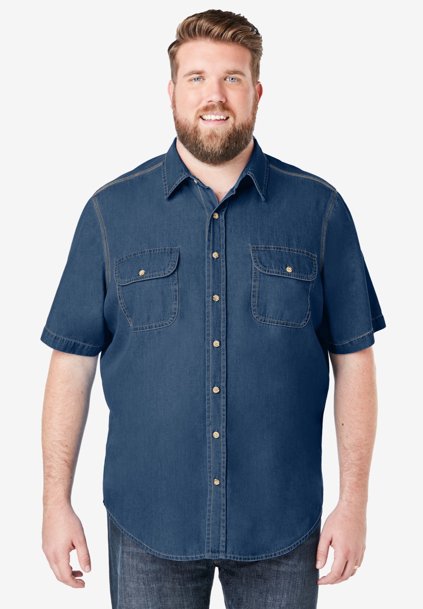 Short Sleeve Denim and Twill Shirt image number 0