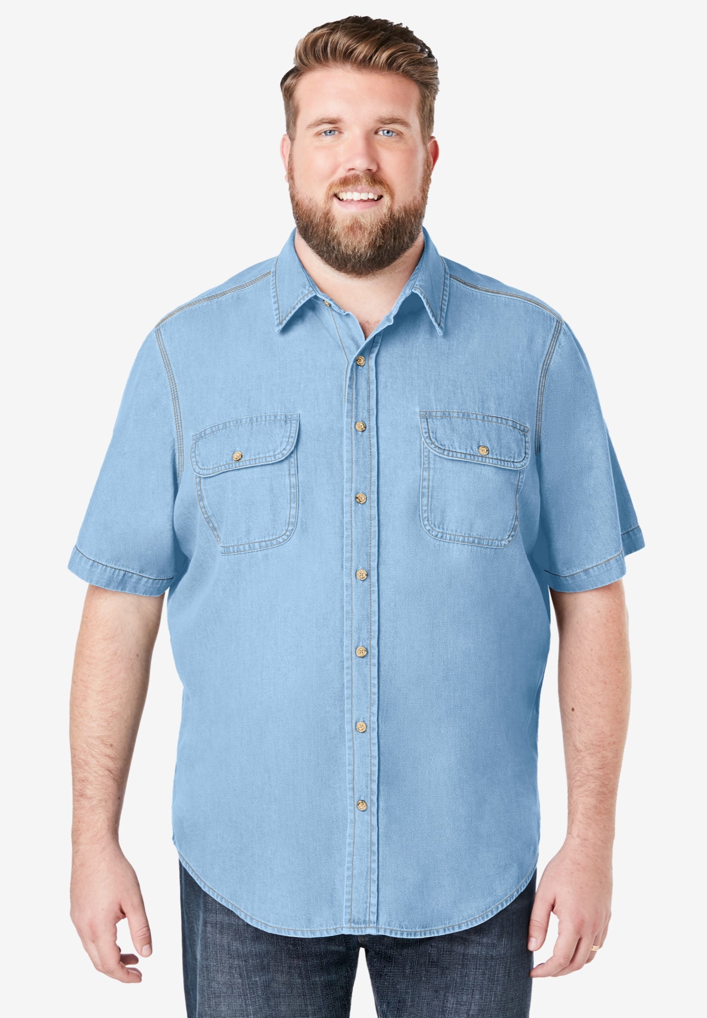 Short Sleeve Denim and Twill Shirt image number 0