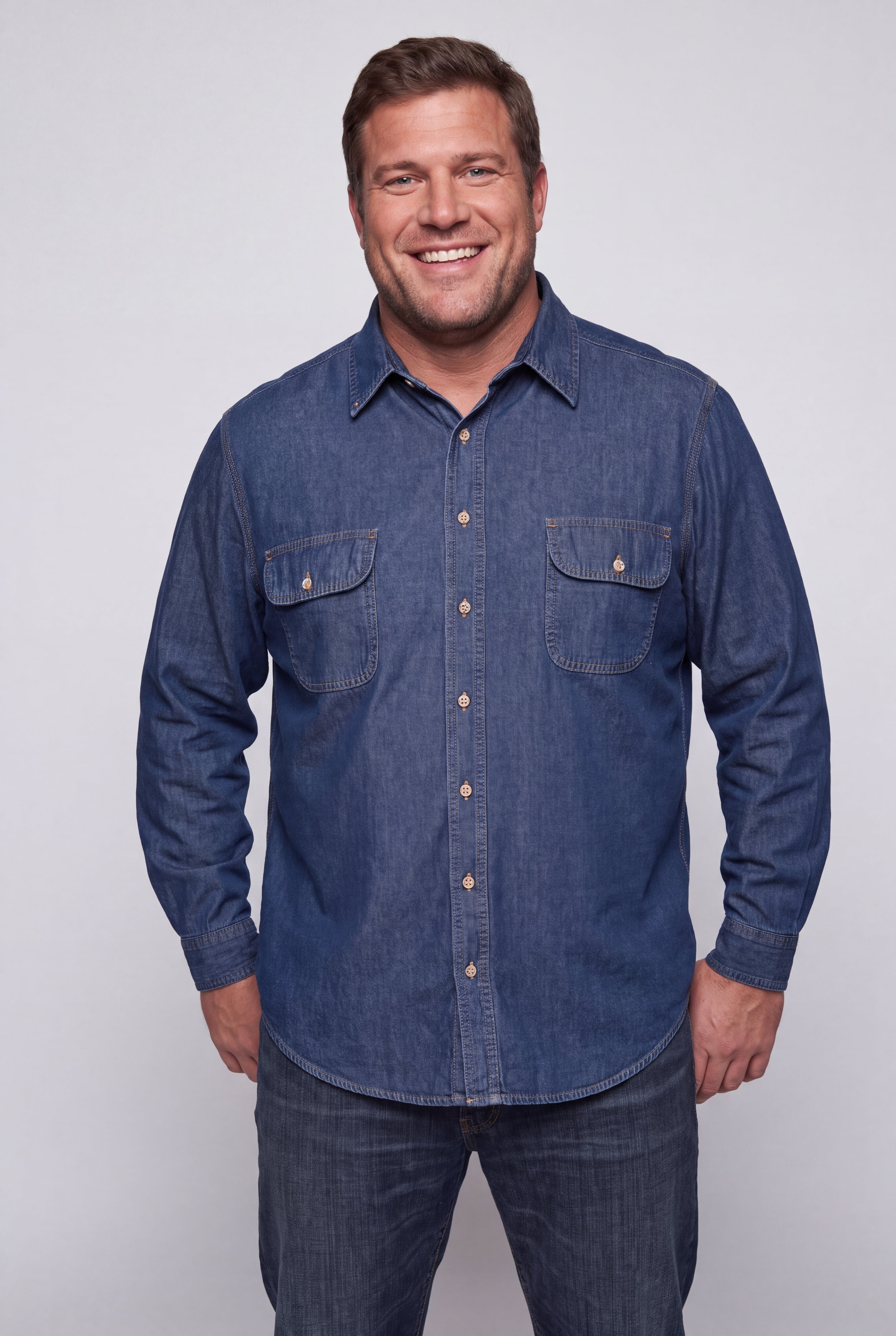Long Sleeve Denim and Twill Shirt image number 0