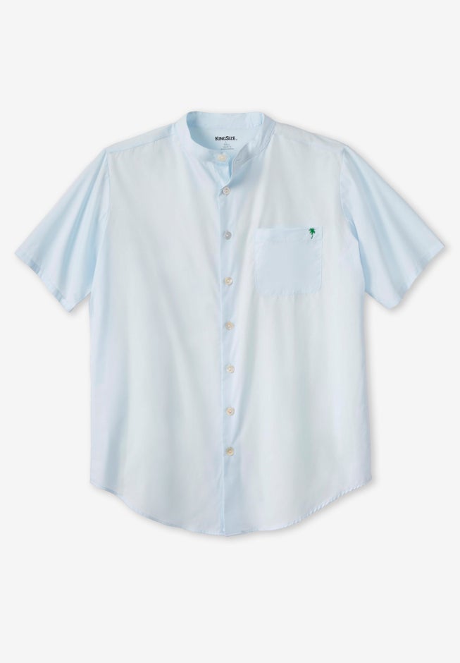 Short Sleeve Poplin Mandarin Collar Shirt image number null