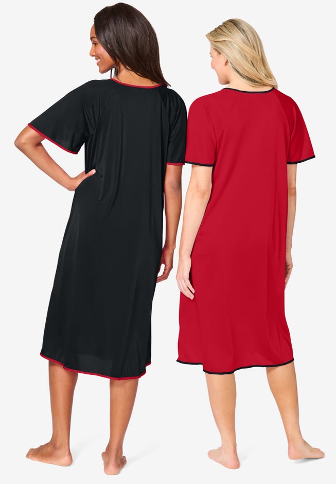 2-Pack Short Silky Gown image number 1
