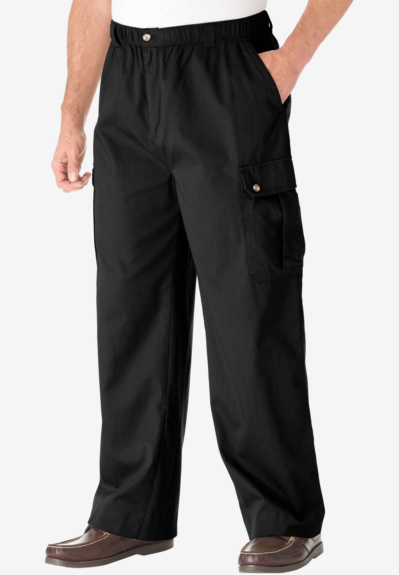 Knockarounds Cargo Pants with Elastic Waist, Black | King Size