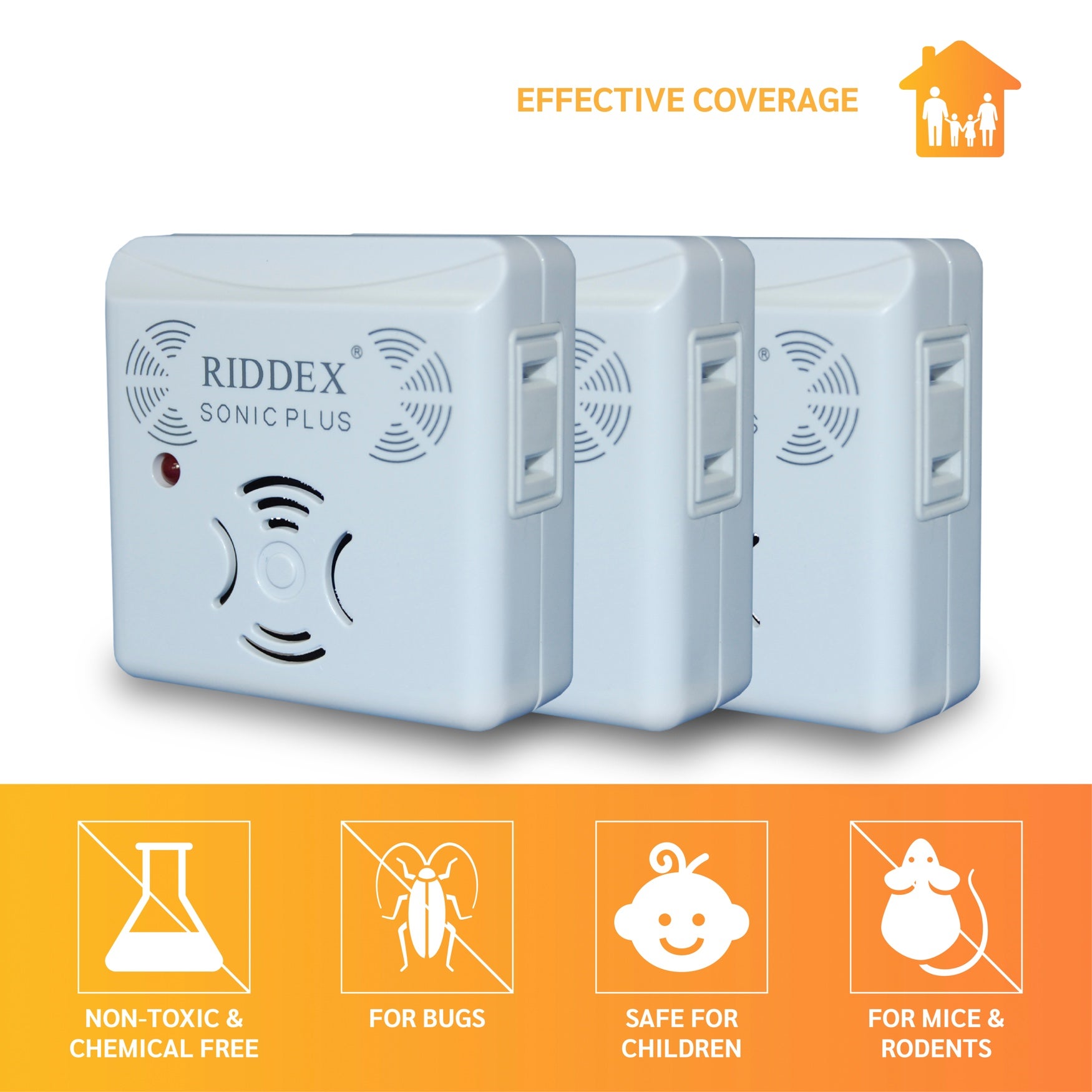 Riddex&reg; Sonic Plus Ultrasonic Pest Repeller, 3-Pack image number 4