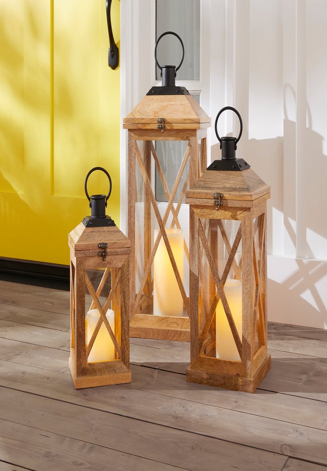  Wooden Square 14" Lantern image number 1