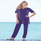 Plus Size Soft Knit Tunic with Notch Neckline image number null