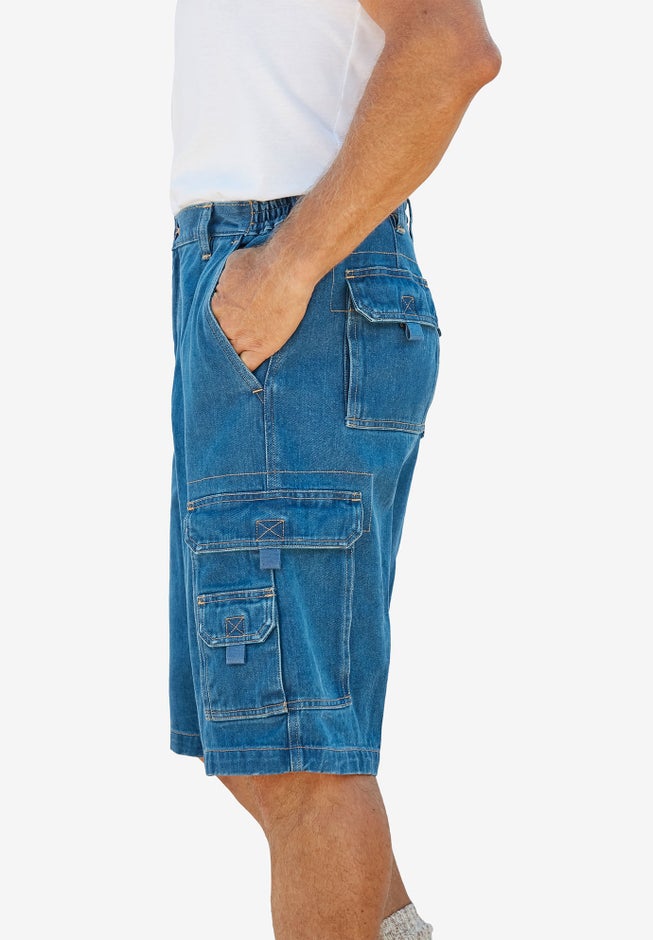 12" Side Elastic Denim Cargo Shorts image number 3