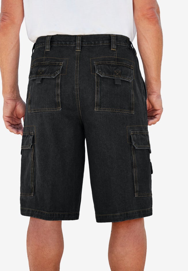12" Side Elastic Denim Cargo Shorts image number 1