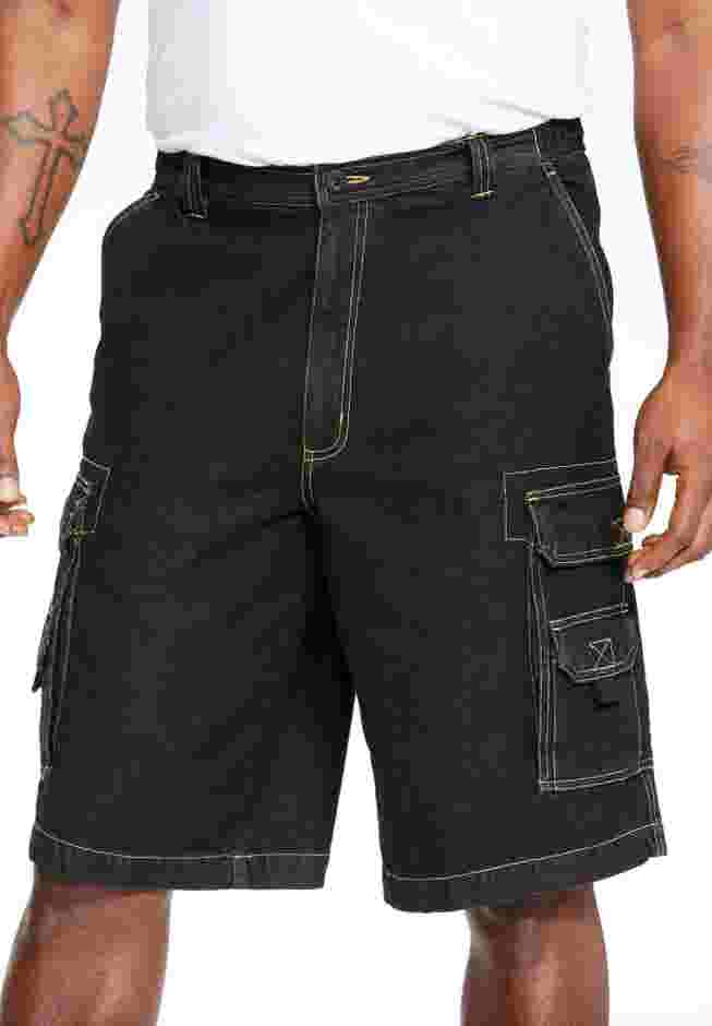 12" Side Elastic Denim Cargo Shorts image number 0