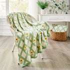 Knitted Chenille Flowers Throw image number null