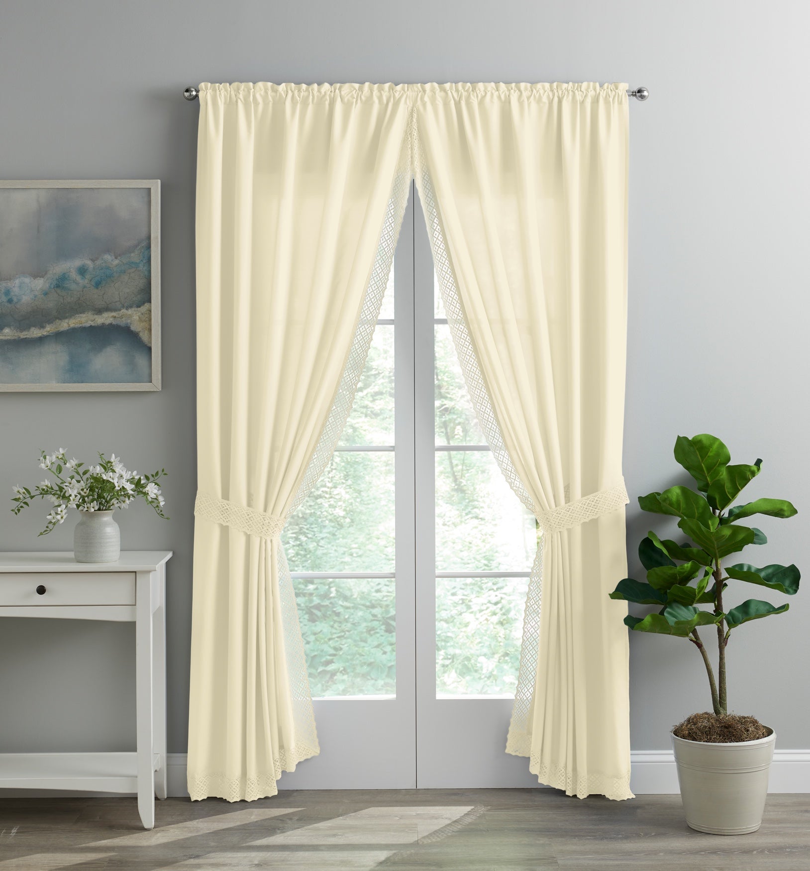 Lace Trim Tie-Back Panels image number 0