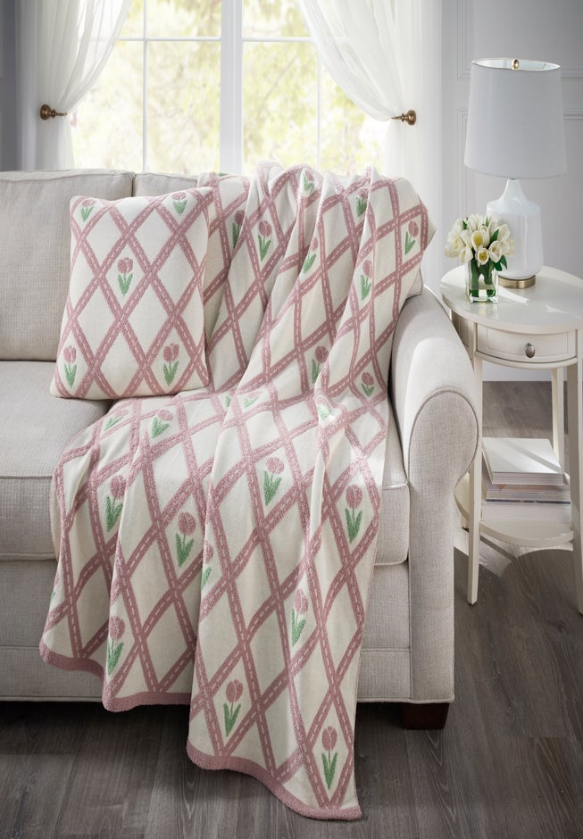 Knitted Chenille Flower Pillow image number 2