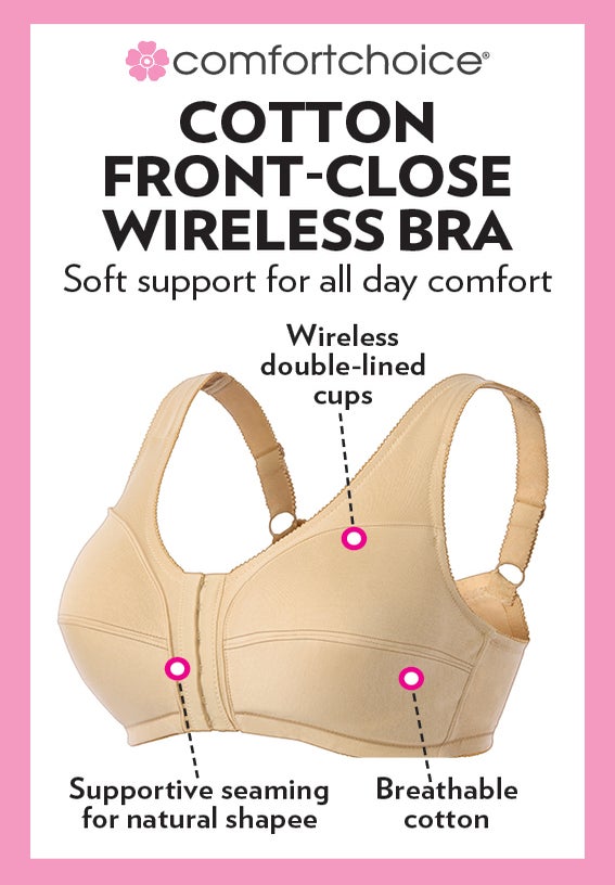 Cotton Front-Close Wireless Bra image number 4