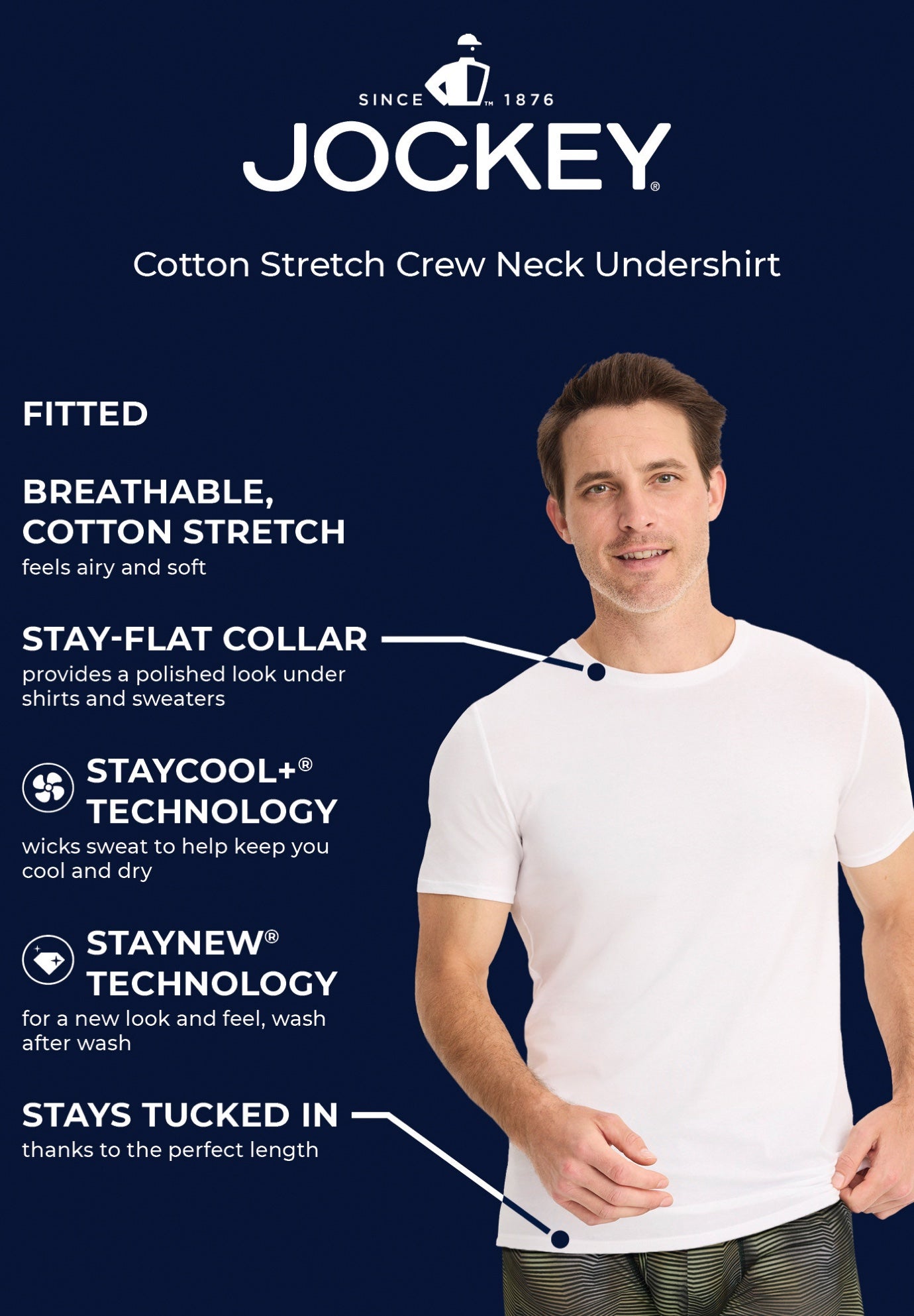 Jockey Big Man Cotton Stretch Crew Neck Undershirt - Pack of 2 image number 3