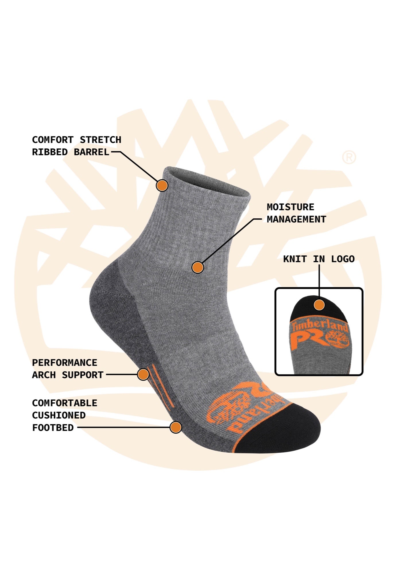 Timberland PRO&reg; Men&rsquo;s Quarter Socks 6-Pack image number 2