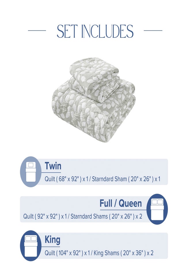 3-Pc. Reversible Leaves Jacquard Quilt Set image number 5