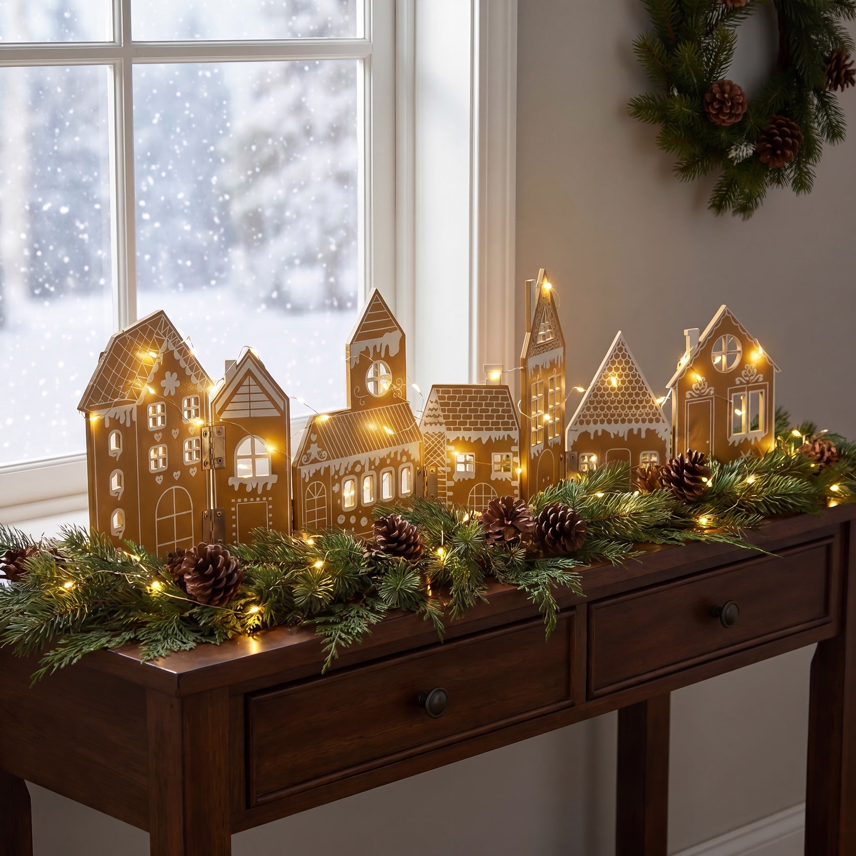 Pre-lit Folding Gingerbread House, Set of 2 image number 0