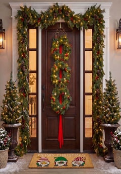 Hanging 20" Pre-lit Mixed Pine Wreath, Set of 3