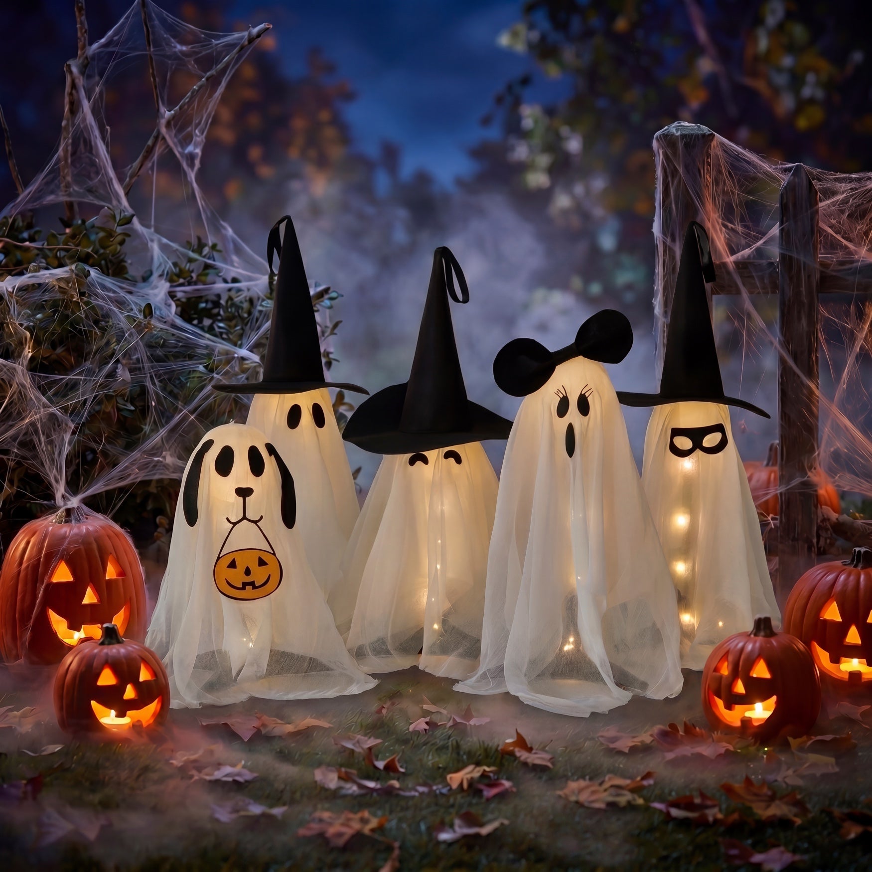 Set of 5 LED Gauze Ghost Family image number 0