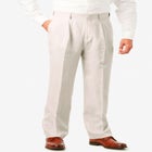 Linen Blend Plain Front Dress Pants image number null