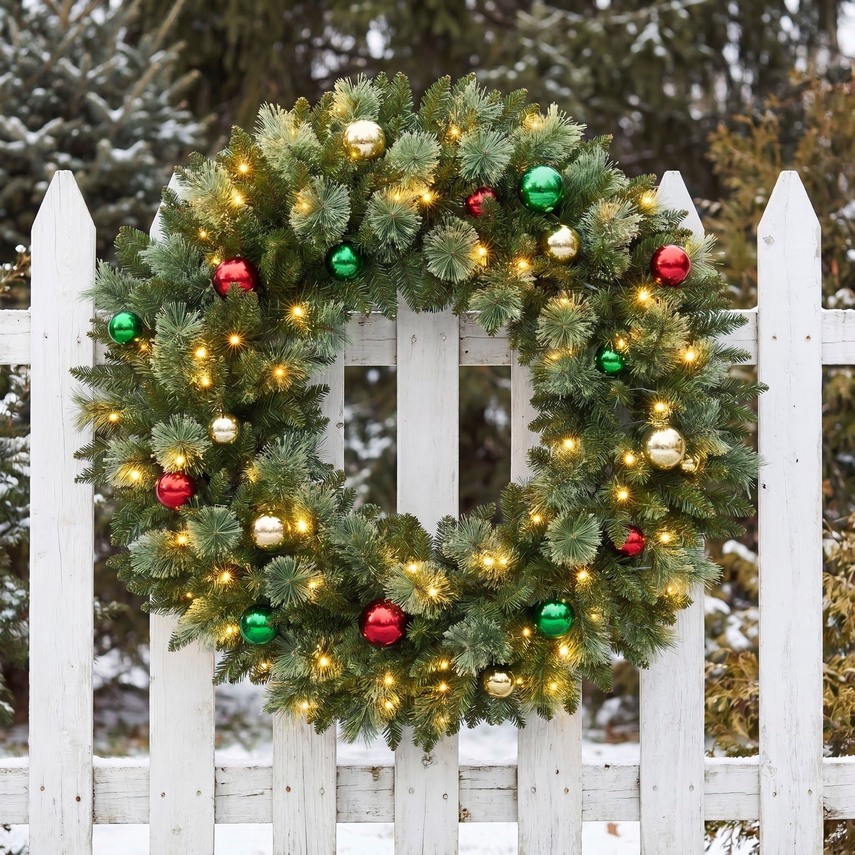 Oversized 48" Diam Pre-lit Pre-decorated Wreath image number 0