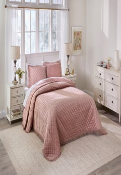 Velvet Fringe Bedspread Set