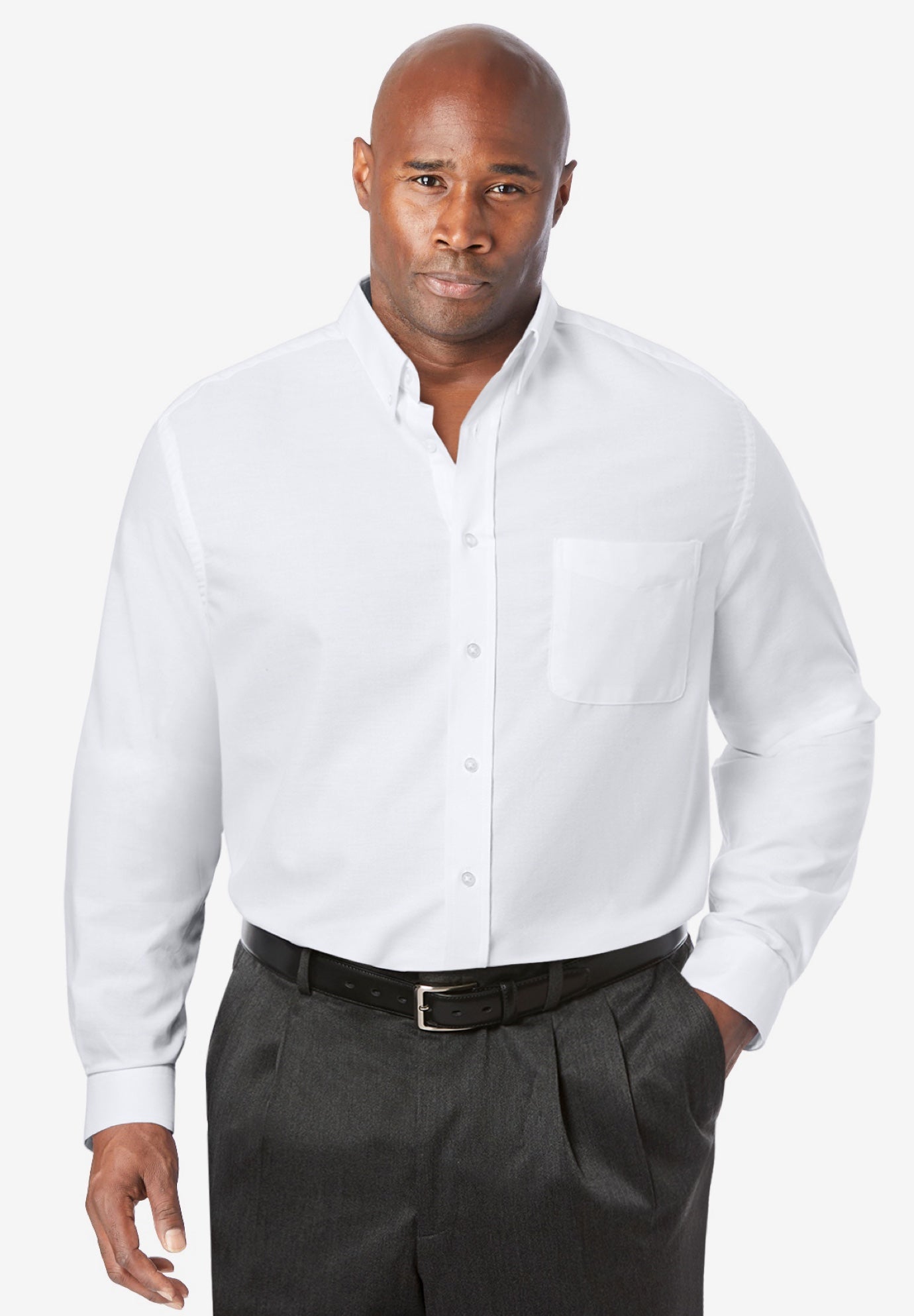 Wrinkle-Free Oxford Dress Shirt – Easy-Care, Relaxed, White