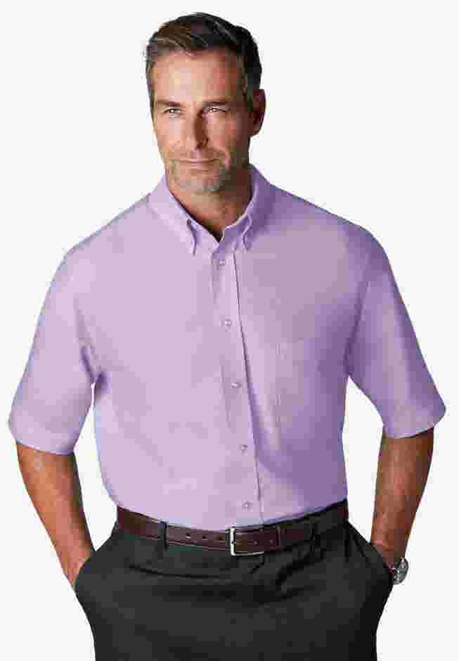 Wrinkle-Free Short-Sleeve Oxford Dress Shirt image number 3