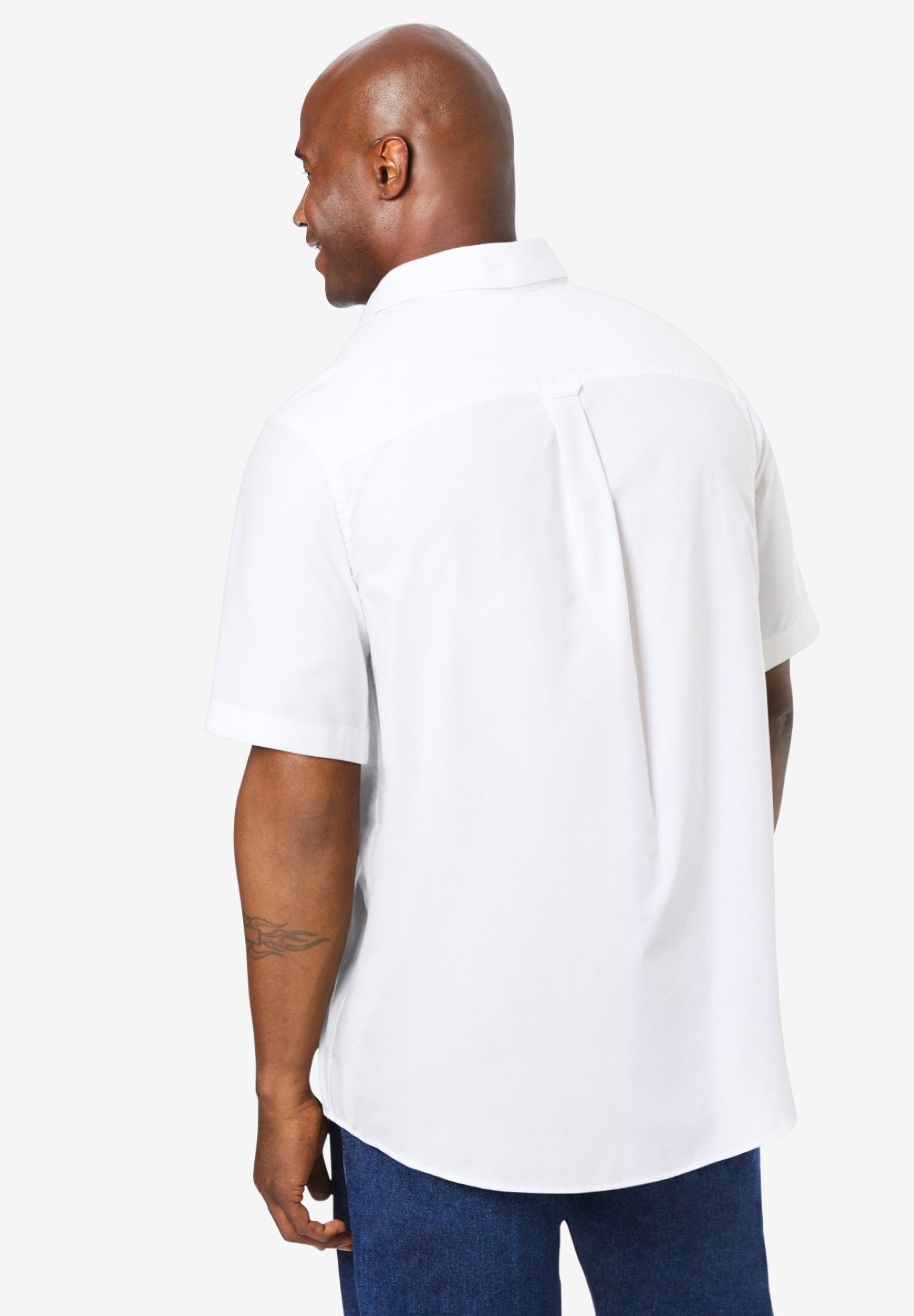 Wrinkle Free Oxford Dress Shirt - Short Sleeve, White | King