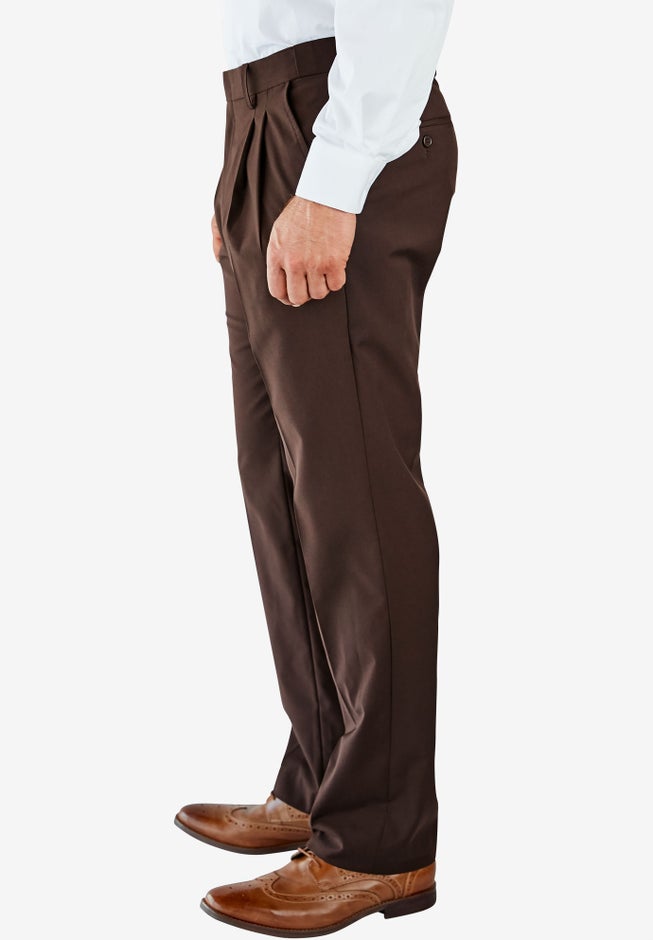 No Hassle Classic Fit Expandable Waist Double-Pleat Dress Pants image number 3