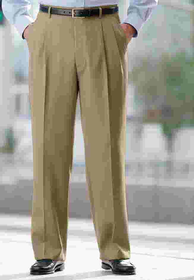 No Hassle Classic Fit Expandable Waist Double-Pleat Dress Pants image number 5
