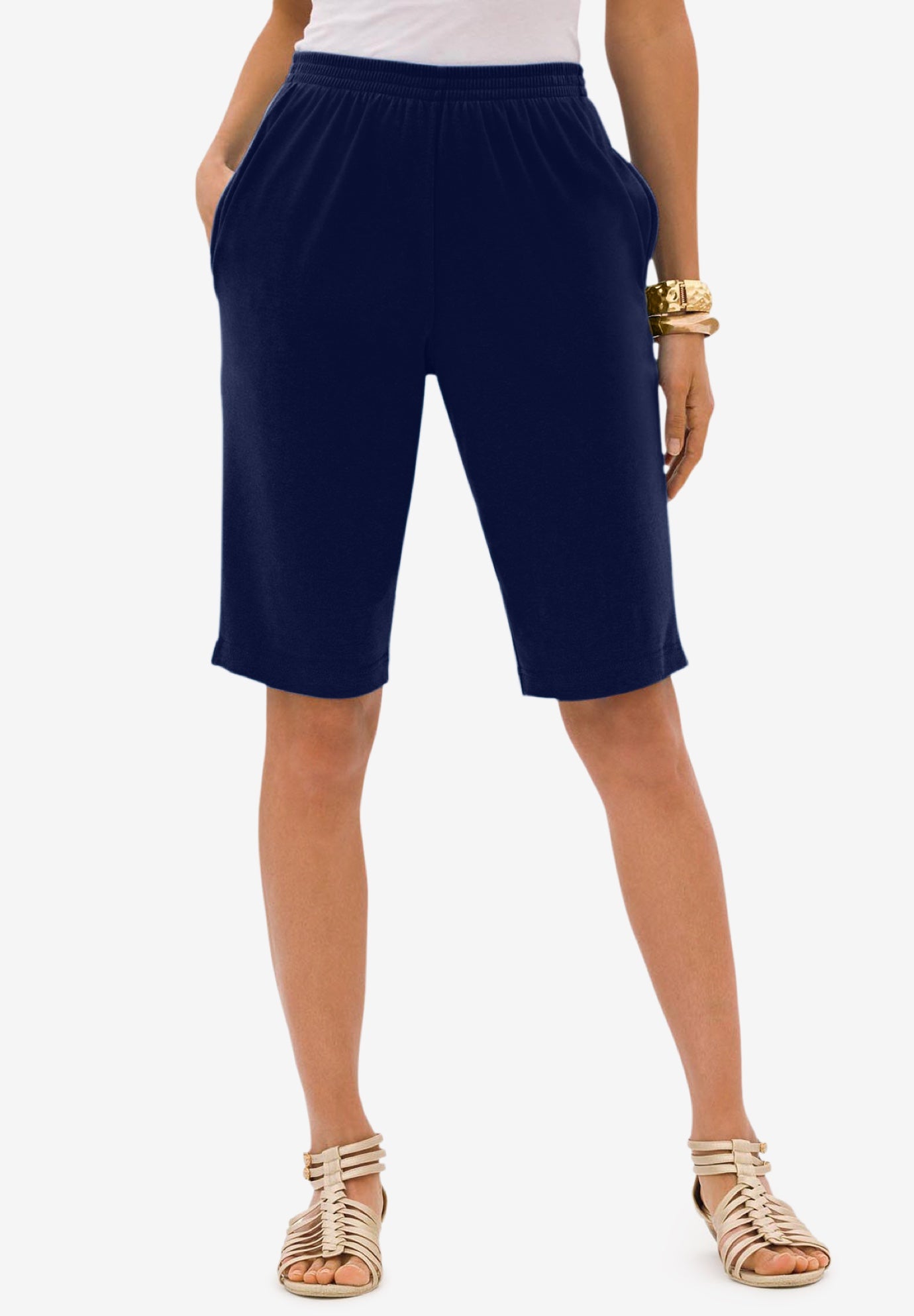 Plus Size Soft Knit Pull-on Bermuda Short image number 0