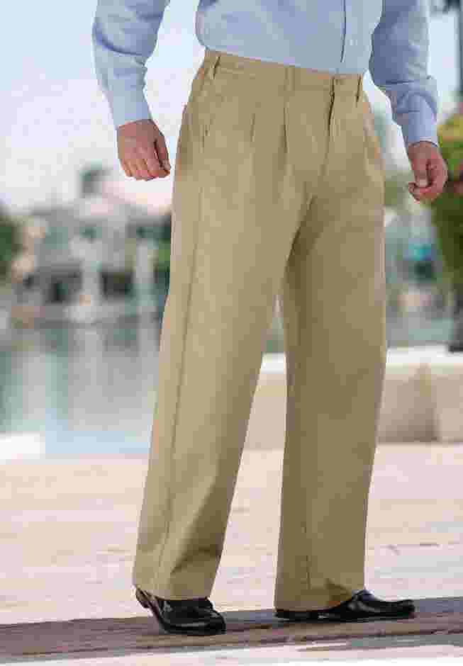 Wrinkle-Free Double-Pleat Pant with Side-Elastic Waist image number 5