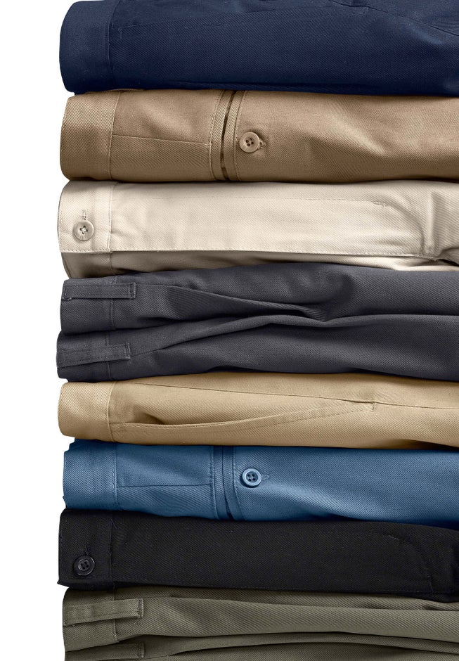 Wrinkle-Free Double-Pleat Pant with Side-Elastic Waist image number 3