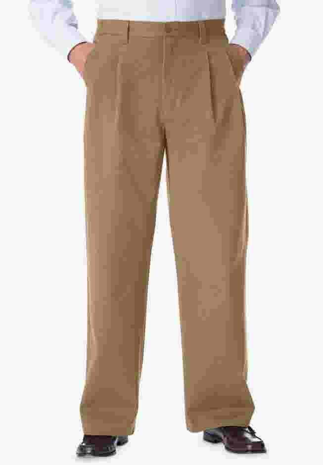 Wrinkle-Free Double-Pleat Pant with Side-Elastic Waist image number 0