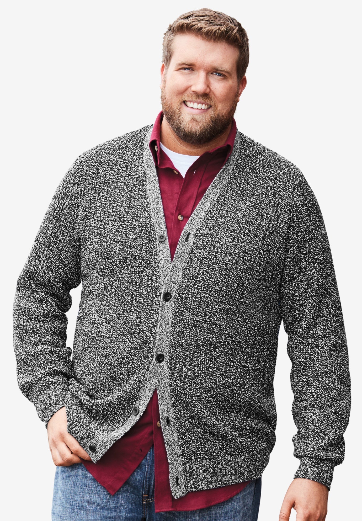 WYM CARDIGAN JK RELAX SET-UP ダークグレーS JEKE-DG Men's Button Down Open Front Fashion Sweater Ribbed
