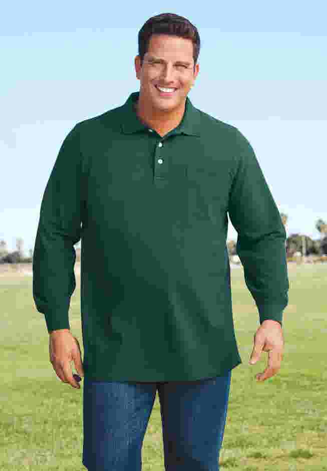 Banded Bottom Pocket Shrink-Less Cotton Polo Shirt image number 4