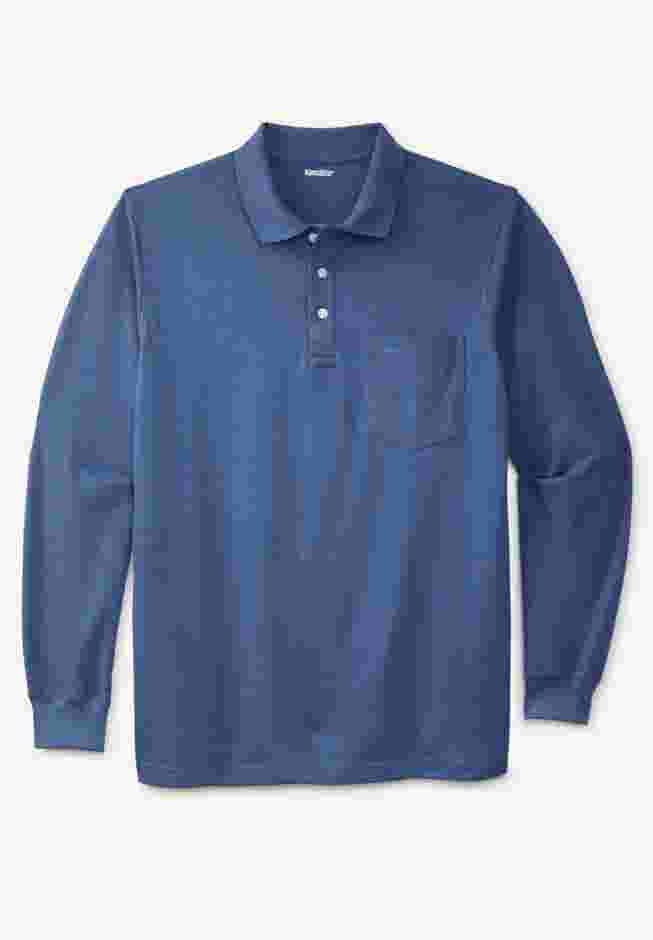 Long-Sleeve Shrink-Less™ Cotton Polo Shirt image number 0
