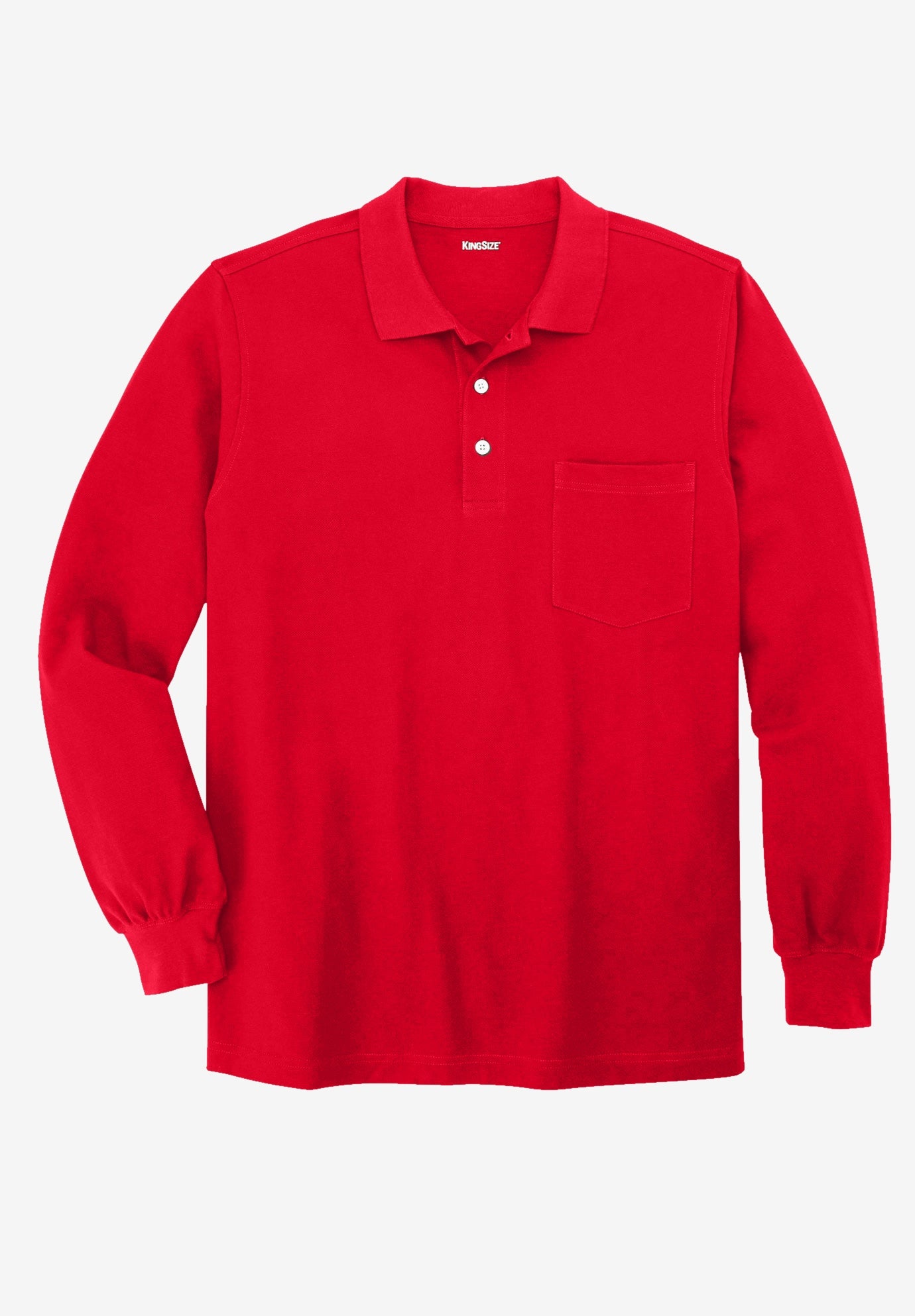 Long-Sleeve Shrink-Less&trade; Cotton Polo Shirt image number 0