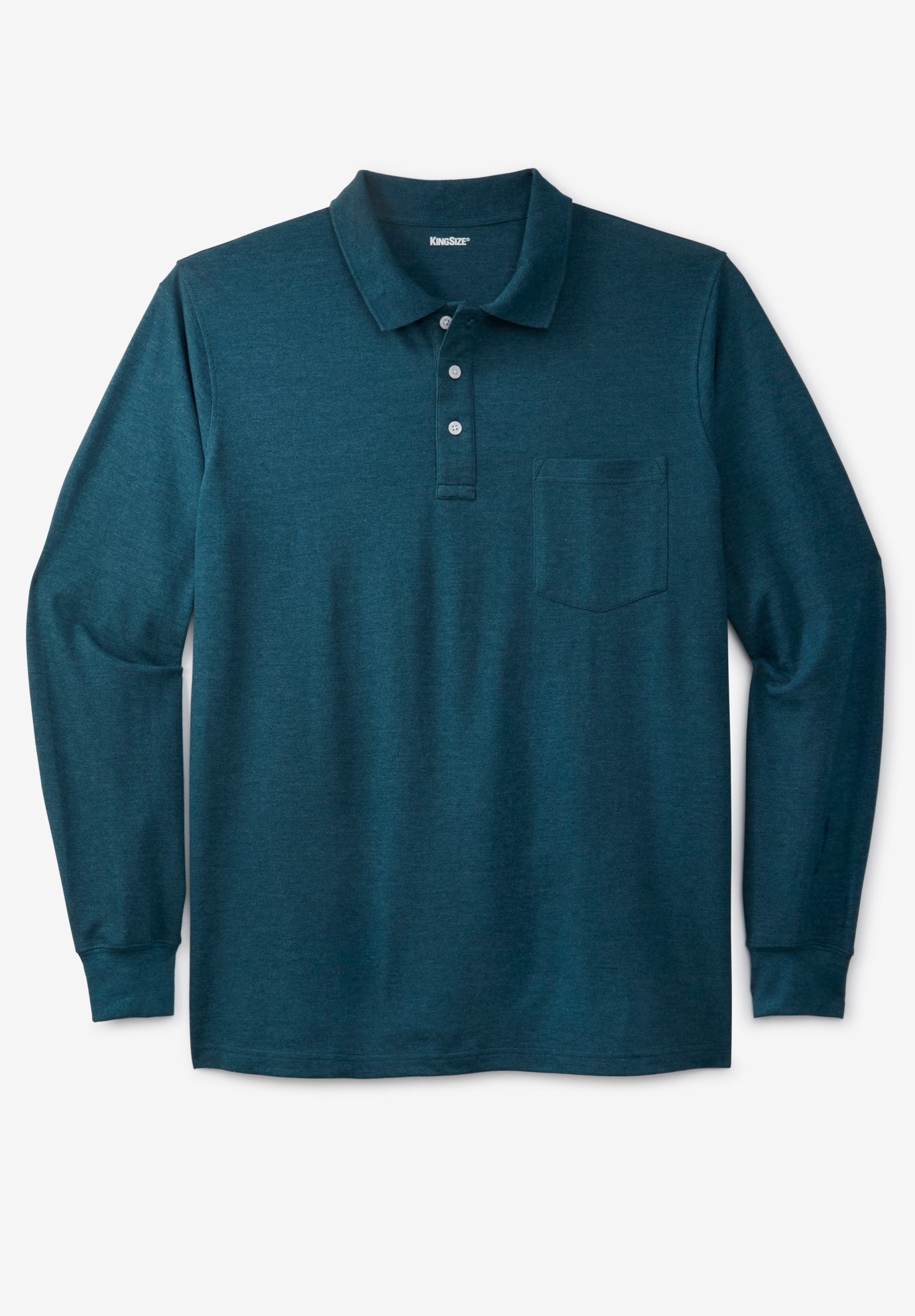 Long-Sleeve Shrink-Less&trade; Cotton Polo Shirt image number 0