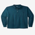 Long-Sleeve Shrink-Less&trade; Cotton Polo Shirt image number null