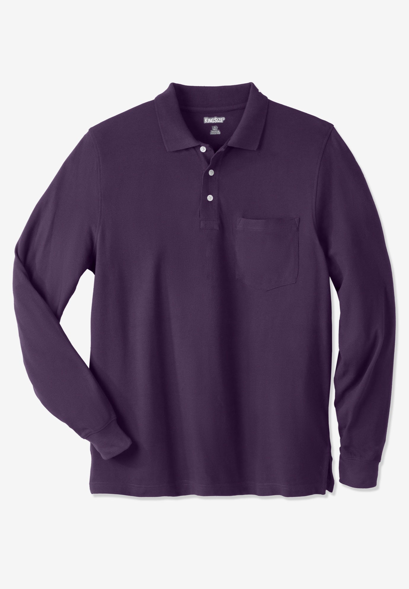 Long-Sleeve Shrink-Less&trade; Cotton Polo Shirt image number 0