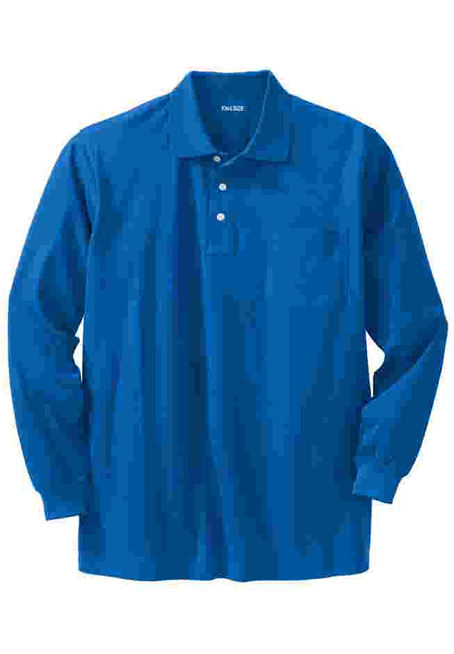 Long-Sleeve Shrink-Less™ Cotton Polo Shirt image number 0