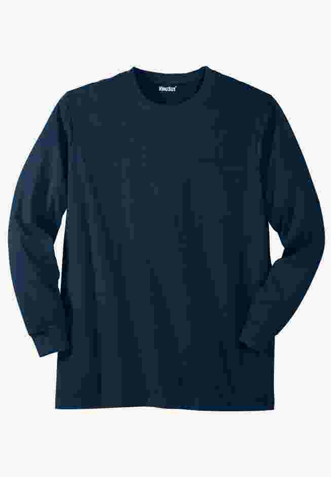 Shrink-Less™ Lightweight Long-Sleeve Crewneck Pocket T-Shirt image number 0