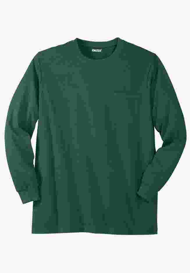 Shrink-Less™ Lightweight Long-Sleeve Crewneck Pocket T-Shirt image number 0
