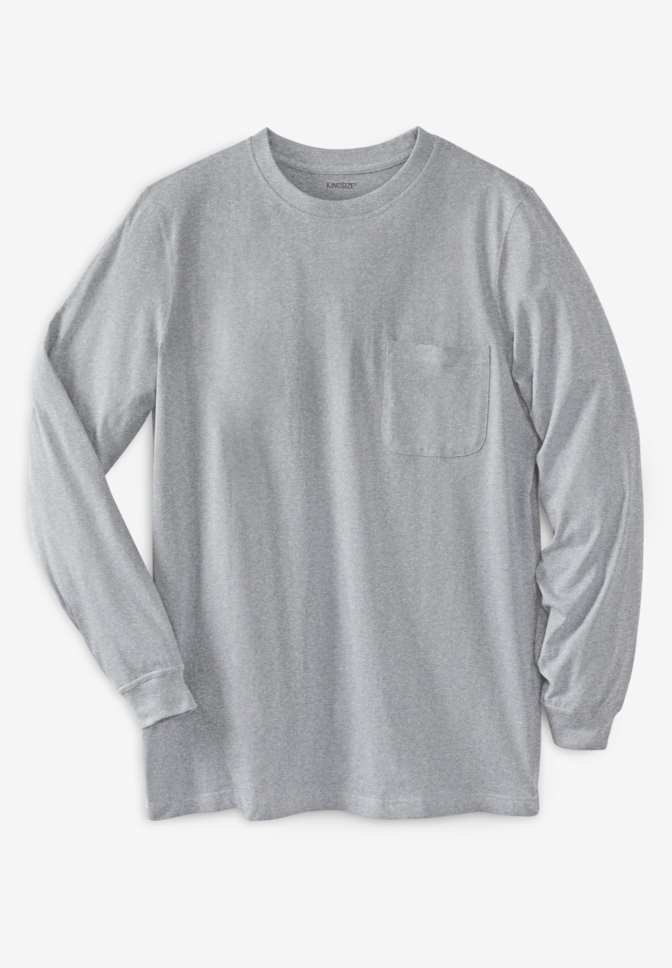 Shrink-Less™ Lightweight Long-Sleeve Crewneck Pocket T-Shirt image number 0