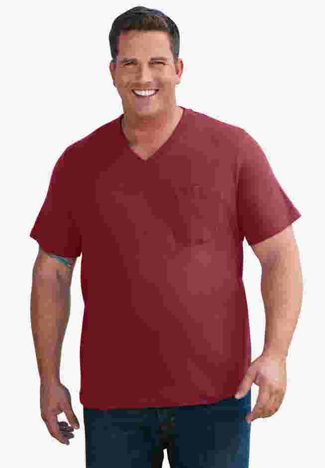 Shrink-Less Lightweight V-Neck Pocket T-Shirt image number 4