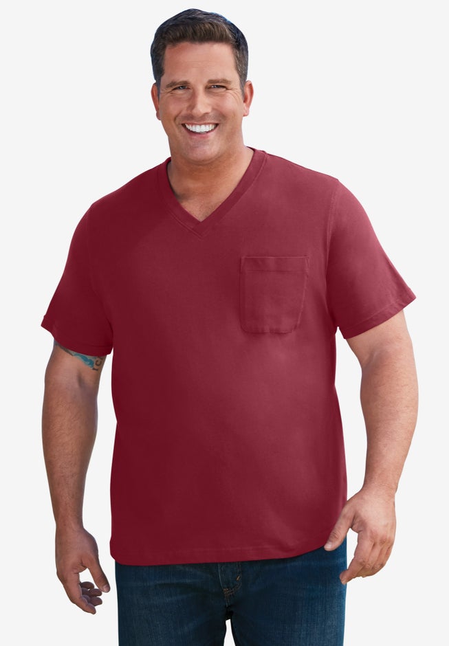 Shrink-Less Lightweight V-Neck Pocket T-Shirt image number 1