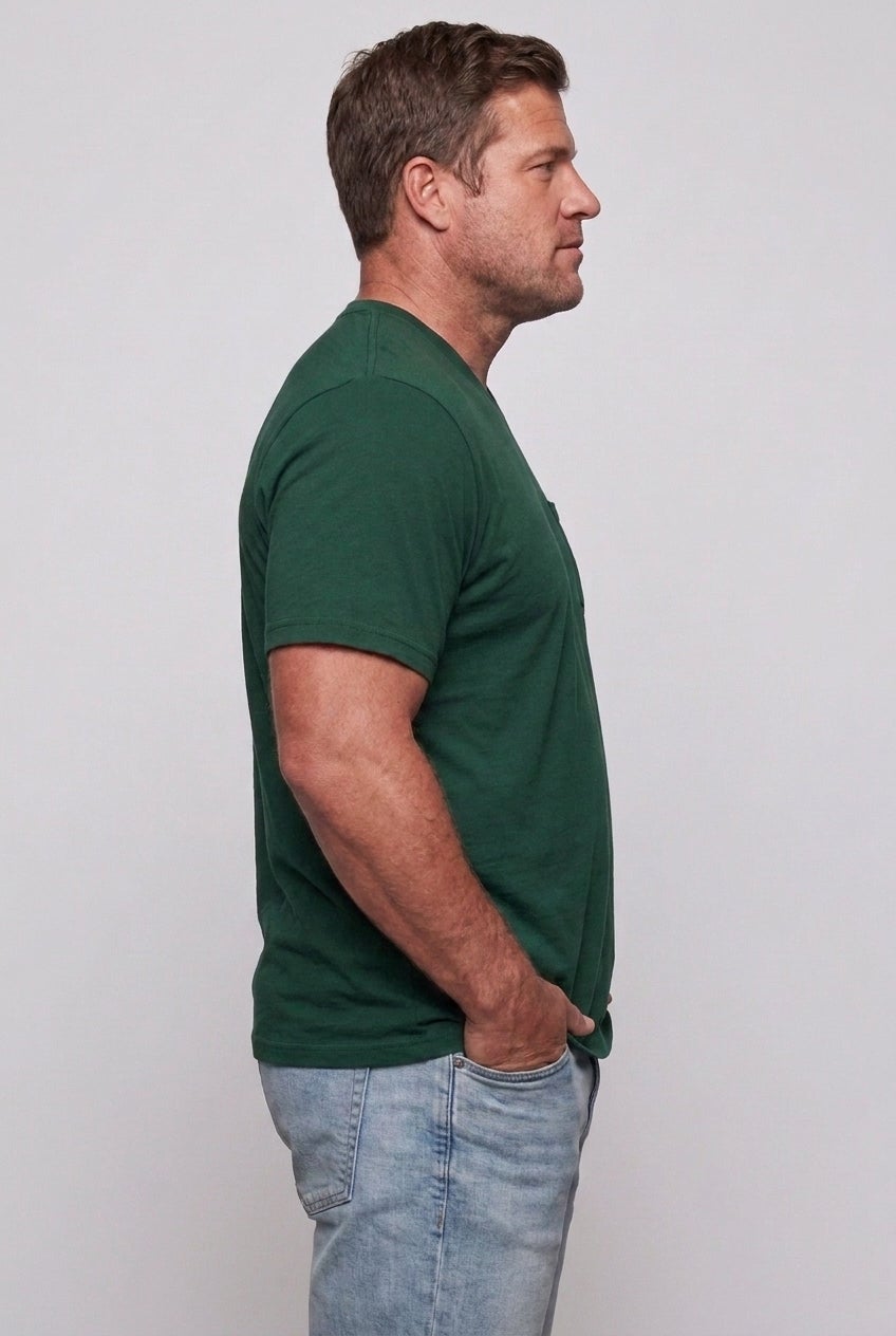 Shrink-Less Lightweight V-Neck Pocket T-Shirt image number 1