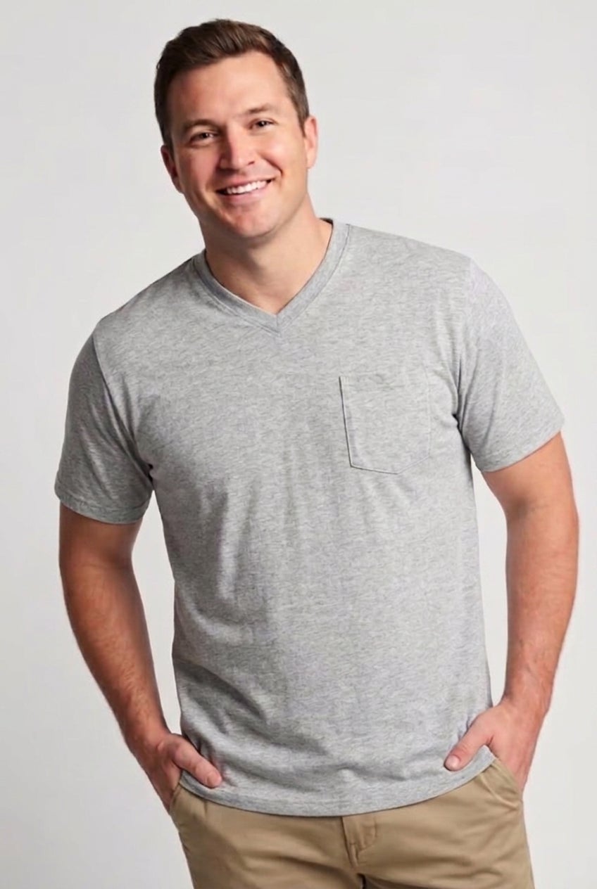 Shrink-Less Lightweight V-Neck Pocket T-Shirt image number 0