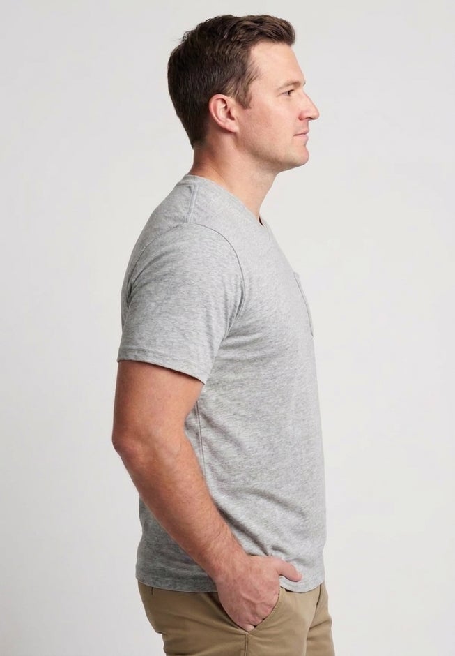 Shrink-Less Lightweight V-Neck Pocket T-Shirt image number 1